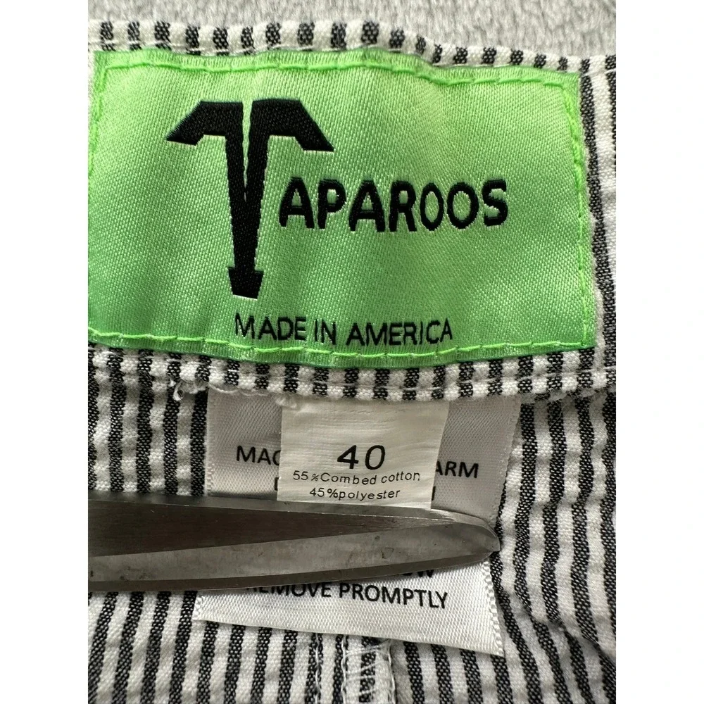 Taparoos Seersucker Shorts Mens 40 Black White Striped Made in USA Preppy Summer